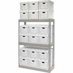 Global Industrial™ Record Storage Rack Without Boxes 42"W x 15'D x 60'H - Gray 24 Global Industrial™ Record Storage Rack Without Boxes 42"W x 15'D x 60'H - Gray -Shelving Sales Store 130098GY 1