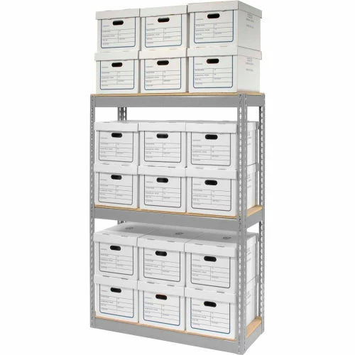 Global Industrial™ Record Storage Rack Without Boxes 42"W x 15'D x 60'H - Gray 9 Global Industrial™ Record Storage Rack Without Boxes 42"W x 15'D x 60'H - Gray - Image 9