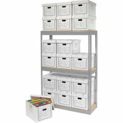 Global Industrial™ Record Storage Rack Without Boxes 42"W x 15'D x 60'H - Gray 25 Global Industrial™ Record Storage Rack Without Boxes 42"W x 15'D x 60'H - Gray -Shelving Sales Store 130098GY 01 1