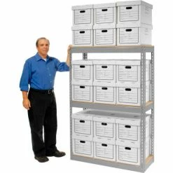 Global Industrial™ Record Storage Open With Boxes 42"WX15"DX60"H - Gray 21 Global Industrial™ Record Storage Open With Boxes 42"WX15"DX60"H - Gray -Shelving Sales Store 130098GY 02