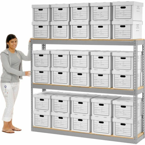 Global Industrial™ Record Storage Rack Without Boxes 72"W x 15"D x 60"H - Gray 11 Global Industrial™ Record Storage Rack Without Boxes 72"W x 15"D x 60"H - Gray - Image 11