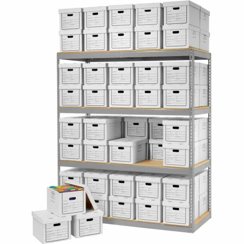 Global Industrial™ Record Storage Rack Without Boxes 72"W x 30"D x 84"H - Gray 10 Global Industrial™ Record Storage Rack Without Boxes 72"W x 30"D x 84"H - Gray - Image 10