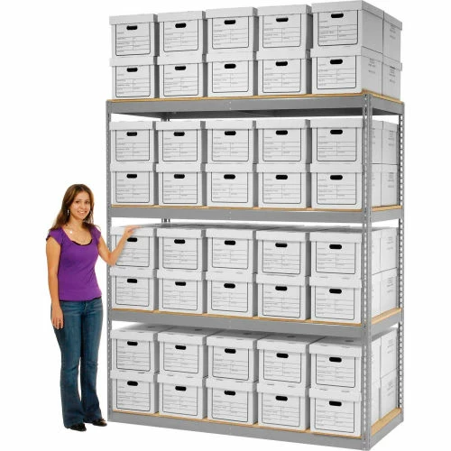 Global Industrial™ Record Storage Rack Without Boxes 72"W x 30"D x 84"H - Gray 11 Global Industrial™ Record Storage Rack Without Boxes 72"W x 30"D x 84"H - Gray - Image 11