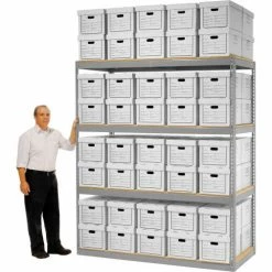 Global Industrial™ Record Storage Rack Without Boxes 72"W x 30"D x 84"H - Gray 28 Global Industrial™ Record Storage Rack Without Boxes 72"W x 30"D x 84"H - Gray -Shelving Sales Store 130103 03