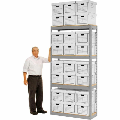 Global Industrial™ Record Storage Rack Without Boxes 42"W x 15"D x 84"H - Gray 10 Global Industrial™ Record Storage Rack Without Boxes 42"W x 15"D x 84"H - Gray - Image 10