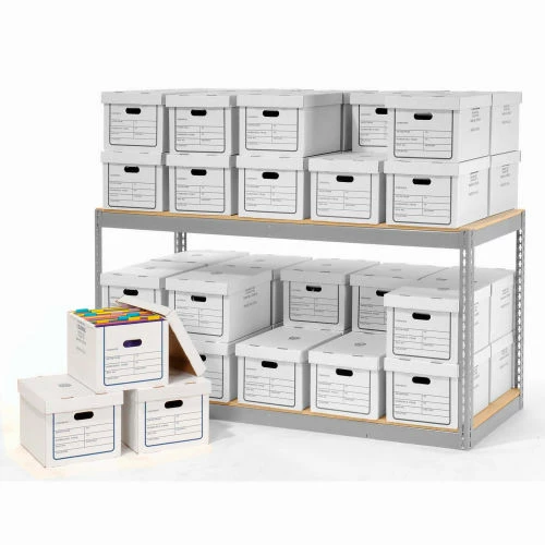 Global Industrial™ Record Storage With Boxes 72"W x 30"D x 36"H - Gray 2 Global Industrial™ Record Storage With Boxes 72"W x 30"D x 36"H - Gray - Image 2