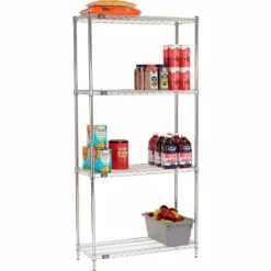 Nexel® Chrome, 4 Tier, Wire Shelving Starter Unit, 36"W x 14"D x 86"H -Shelving Sales Store 184737 03 1