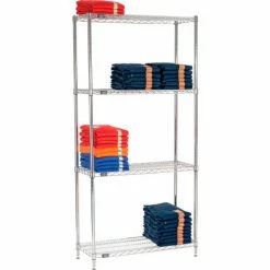 Nexel® Chrome, 4 Tier, Wire Shelving Starter Unit, 42"W x 14"D x 74"H -Shelving Sales Store 184737 04