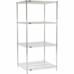 Nexel® Chrome, 4 Tier, Wire Shelving Starter Unit, 36"W x 30"D x 74"H