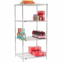 Nexel® Chrome, 4 Tier, Wire Shelving Starter Unit, 36"W x 30"D x 74"H -Shelving Sales Store 184741 03