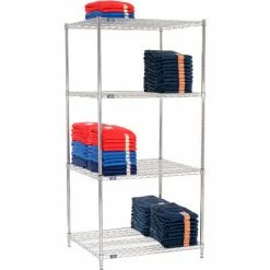Nexel® Chrome, 4 Tier, Wire Shelving Starter Unit, 36"W x 30"D x 74"H -Shelving Sales Store 184741 04