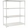 Nexel® Chrome, 4 Tier, Wire Shelving Starter Unit, 60"W x 30"D x 74"H