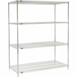 Nexel® Chrome, 4 Tier, Wire Shelving Starter Unit, 60"W x 30"D x 74"H