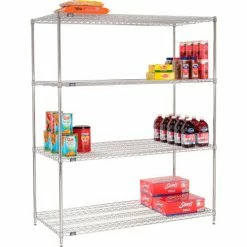 Nexel® Chrome, 4 Tier, Wire Shelving Starter Unit, 60"W x 30"D x 74"H -Shelving Sales Store 184743 03