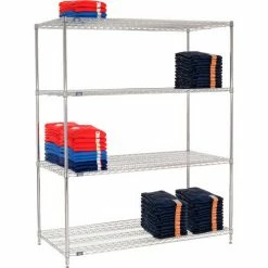Nexel® Chrome, 4 Tier, Wire Shelving Starter Unit, 60"W x 30"D x 74"H -Shelving Sales Store 184743 04