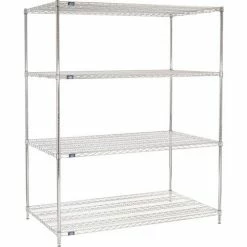 Nexel® Chrome, 4 Tier, Wire Shelving Starter Unit, 72"W x 36"D x 74"H
