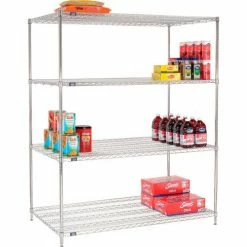 Nexel® Chrome, 4 Tier, Wire Shelving Starter Unit, 72"W x 36"D x 74"H -Shelving Sales Store 184747 03