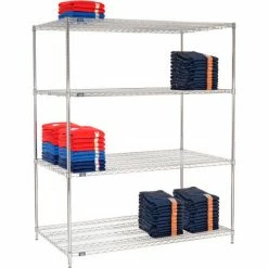 Nexel® Chrome, 4 Tier, Wire Shelving Starter Unit, 72"W x 36"D x 74"H -Shelving Sales Store 184747 04