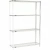 Nexel® Chrome, 4 Tier, Wire Shelving Add-On Unit, 48"W x 14"D x 74"H