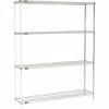 Nexel® Chrome, 4 Tier, Wire Shelving Add-On Unit, 72"W x 14"D x 74"H