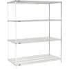Nexel® Chrome, 4 Tier, Wire Shelving Add-On Unit, 60"W x 30"D x 86"H