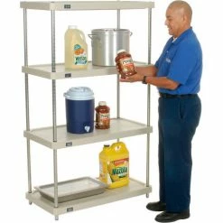 Nexel® Plastic, 4 Tier, Solid Shelving Unit, Nexelon® Posts, 36"W x 18"D x 63"H -Shelving Sales Store 188124 02 1