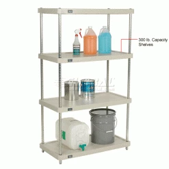 Nexel® Plastic, 4 Tier, Solid Shelving Unit, Poly-Z-Brite® Posts, 48"W x 24"D x 86" H -Shelving Sales Store 188124 2wco 3