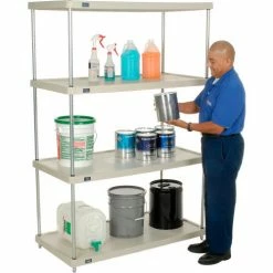 Nexel® Plastic, 4 Tier, Solid Shelving Unit, Poly-Z-Brite® Posts, 48"W x 24"D x 86" H -Shelving Sales Store 188127 02