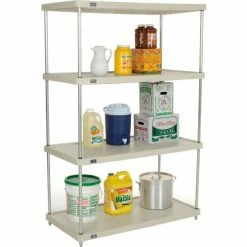 Nexel® Plastic, 4 Tier, Solid Shelving Unit, Poly-Z-Brite® Posts, 48"W x 24"D x 86" H -Shelving Sales Store 188127 03