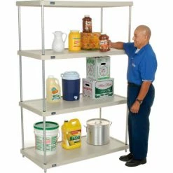Nexel® Plastic, 4 Tier, Solid Shelving Unit, Poly-Z-Brite® Posts, 48"W x 24"D x 86" H -Shelving Sales Store 188127 04