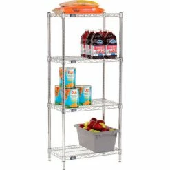 Nexel® Chrome, 4 Tier, Wire Shelving Starter Unit, 24"W x 14"D x 63"H -Shelving Sales Store 188200 03