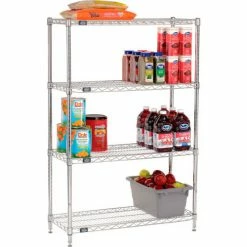 Nexel® Chrome, 4 Tier, Wire Shelving Starter Unit, 36"W x 14"D x 63"H -Shelving Sales Store 188204 03