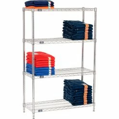 Nexel® Chrome, 4 Tier, Wire Shelving Starter Unit, 36"W x 14"D x 63"H -Shelving Sales Store 188204 04