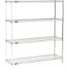 Nexel® Chrome, 4 Tier, Wire Shelving Add-On Unit, 48"W x 14"D x 63"H