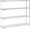 Nexel® Chrome, 4 Tier, Wire Shelving Add-On Unit, 72"W x 14"D x 63"H