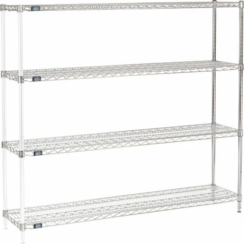 Nexel® Chrome, 4 Tier, Wire Shelving Add-On Unit, 60"W x 14"D x 54"H 1 Nexel® Chrome, 4 Tier, Wire Shelving Add-On Unit, 60"W x 14"D x 54"H