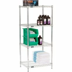 Nexel® Chrome, 4 Tier, Wire Shelving Starter Unit, 30"W x 18"D x 63"H -Shelving Sales Store 188216 02