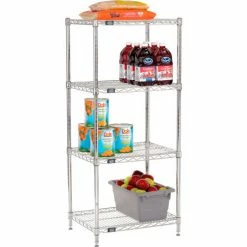 Nexel® Chrome, 4 Tier, Wire Shelving Starter Unit, 30"W x 18"D x 54"H -Shelving Sales Store 188216 03 1