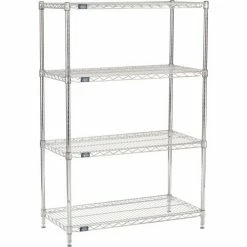Nexel® Chrome, 4 Tier, Wire Shelving Starter Unit, 36"W x 18"D x 54"H