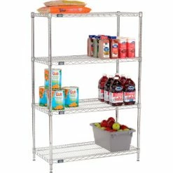 Nexel® Chrome, 4 Tier, Wire Shelving Starter Unit, 36"W x 18"D x 54"H -Shelving Sales Store 188220 03