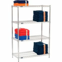 Nexel® Chrome, 4 Tier, Wire Shelving Starter Unit, 36"W x 18"D x 54"H -Shelving Sales Store 188220 04