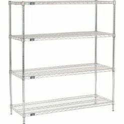 Nexel® Chrome, 4 Tier, Wire Shelving Starter Unit, 48"W x 18"D x 54"H