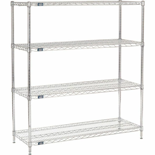 Nexel® Chrome, 4 Tier, Wire Shelving Starter Unit, 48"W x 18"D x 54"H 1 Nexel® Chrome, 4 Tier, Wire Shelving Starter Unit, 48"W x 18"D x 54"H