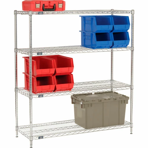 Nexel® Chrome, 4 Tier, Wire Shelving Starter Unit, 48"W x 18"D x 54"H 2 Nexel® Chrome, 4 Tier, Wire Shelving Starter Unit, 48"W x 18"D x 54"H - Image 2