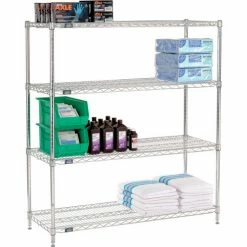 Nexel® Chrome, 4 Tier, Wire Shelving Starter Unit, 48"W x 18"D x 54"H 17 Nexel® Chrome, 4 Tier, Wire Shelving Starter Unit, 48"W x 18"D x 54"H -Shelving Sales Store 188224 02