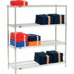 Nexel® Chrome, 4 Tier, Wire Shelving Starter Unit, 48"W x 18"D x 54"H 19 Nexel® Chrome, 4 Tier, Wire Shelving Starter Unit, 48"W x 18"D x 54"H -Shelving Sales Store 188224 04