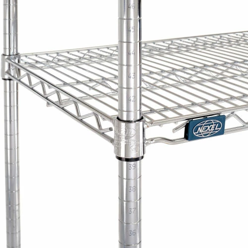 Nexel® Chrome, 4 Tier, Wire Shelving Starter Unit, 48"W x 18"D x 54"H 7 Nexel® Chrome, 4 Tier, Wire Shelving Starter Unit, 48"W x 18"D x 54"H - Image 7