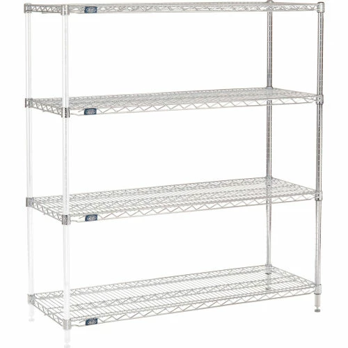 Nexel® Chrome, 4 Tier, Wire Shelving Add-On Unit, 48"W x 18"D x 54"H 1 Nexel® Chrome, 4 Tier, Wire Shelving Add-On Unit, 48"W x 18"D x 54"H