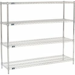 Nexel® Chrome, 4 Tier, Wire Shelving Starter Unit, 60"W x 18"D x 63"H