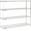 Nexel® Chrome, 4 Tier, Wire Shelving Add-On Unit, 60"W x 18"D x 54"H